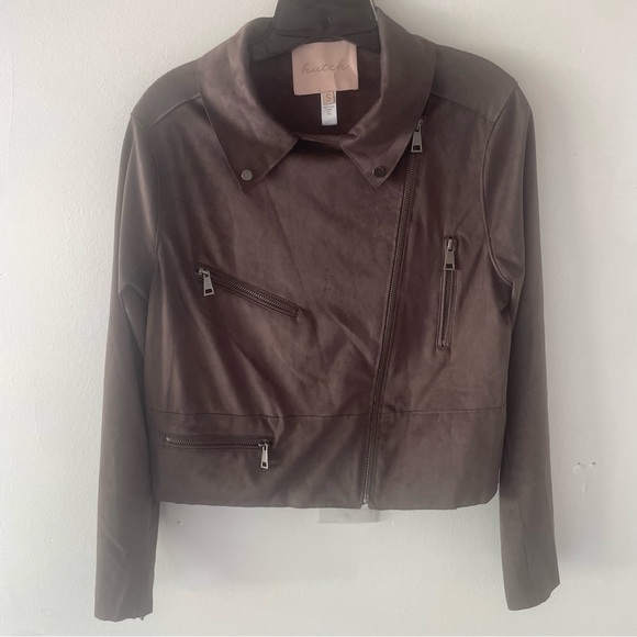 Hutch anthropologie faux suede brown moto jacket 37441 - Picture 3 of 11